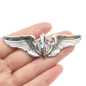 925 Sterling Silver Antique US Army Bombardier Badge Pin Brooch