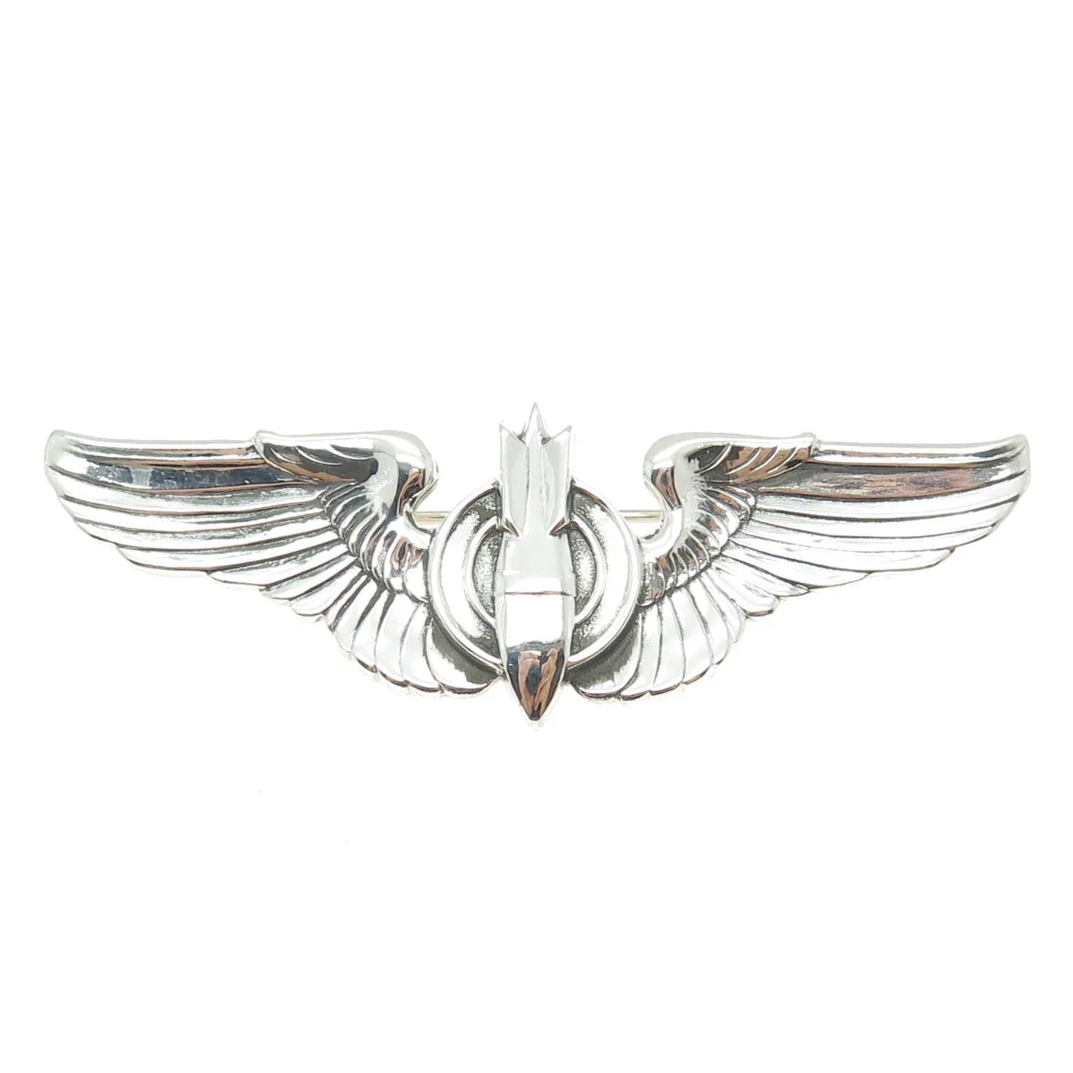925 Sterling Silver Antique US Army Bombardier Badge Pin Brooch