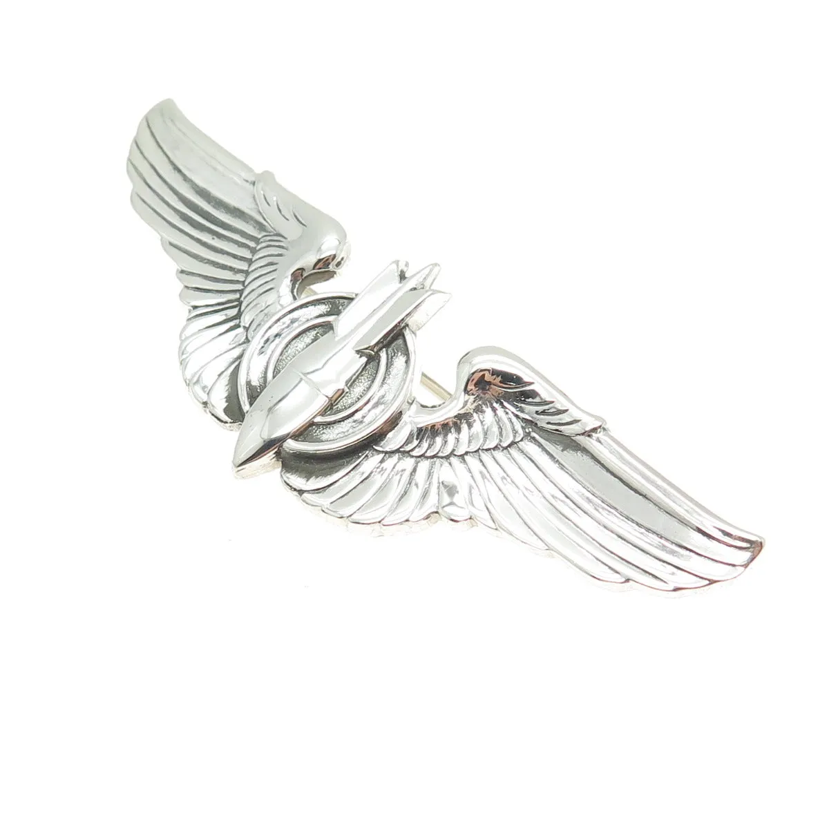 925 Sterling Silver Antique US Army Bombardier Badge Pin Brooch