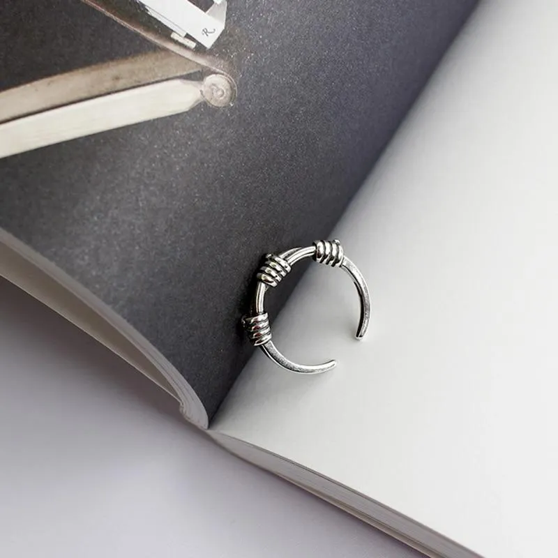 925 Sterling Silver Open Cuff Adjustable Ring, Fashion Jewelry Gift for Women