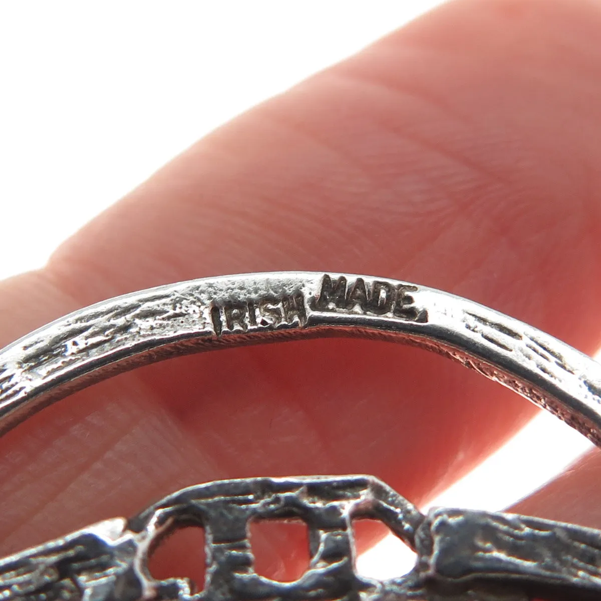 925 Sterling Silver Vintage Ireland Celtic Maze Knit Oxidized Pin Brooch