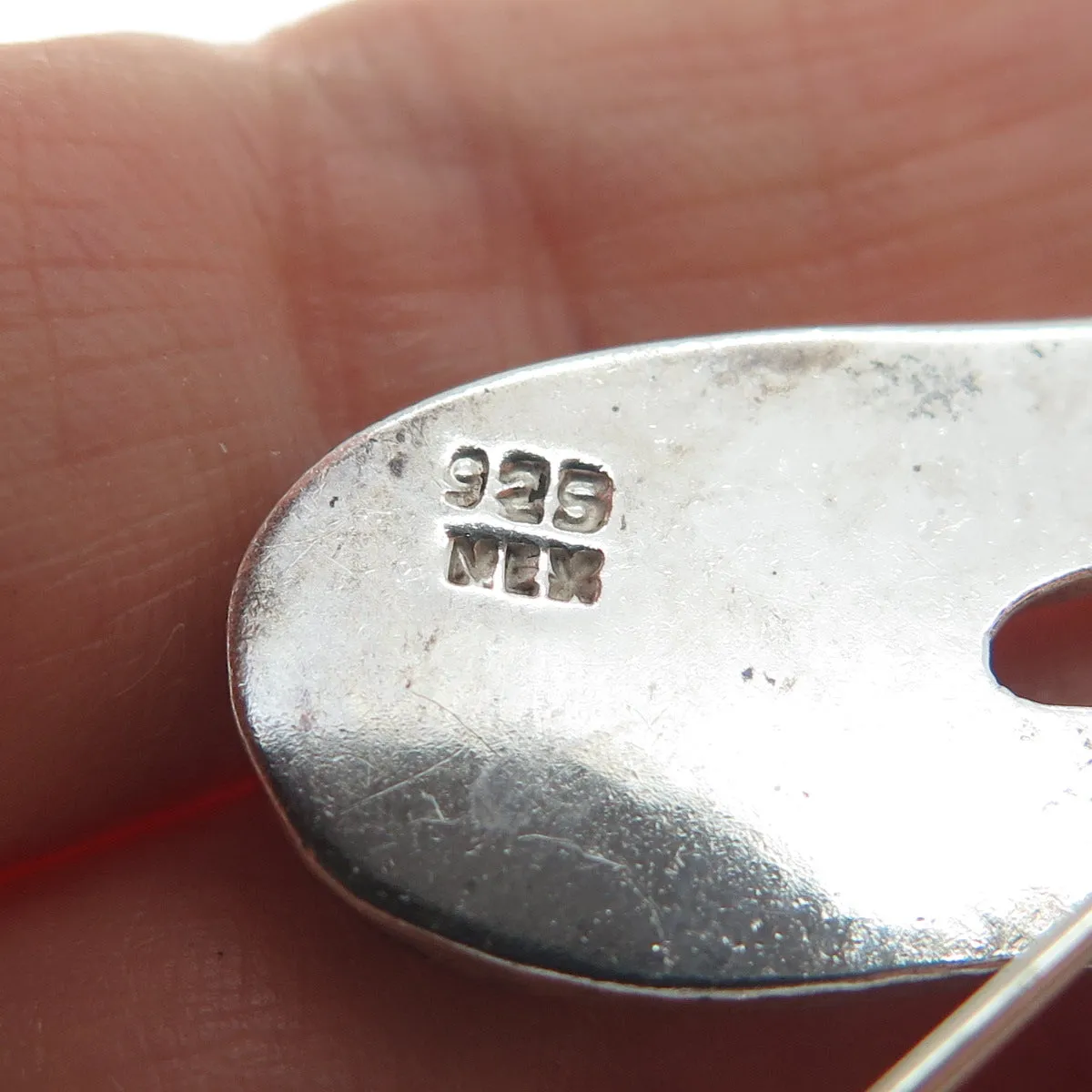 925 Sterling Silver Vintage Mexico Modernist Zig Zag Oxidized Pin Brooch
