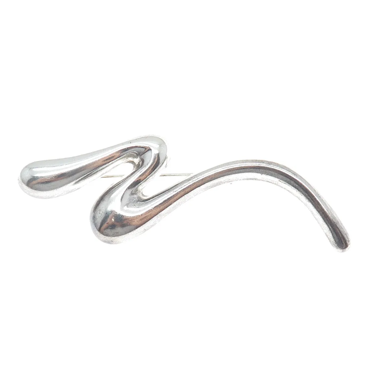925 Sterling Silver Vintage Mexico Modernist Zig Zag Oxidized Pin Brooch