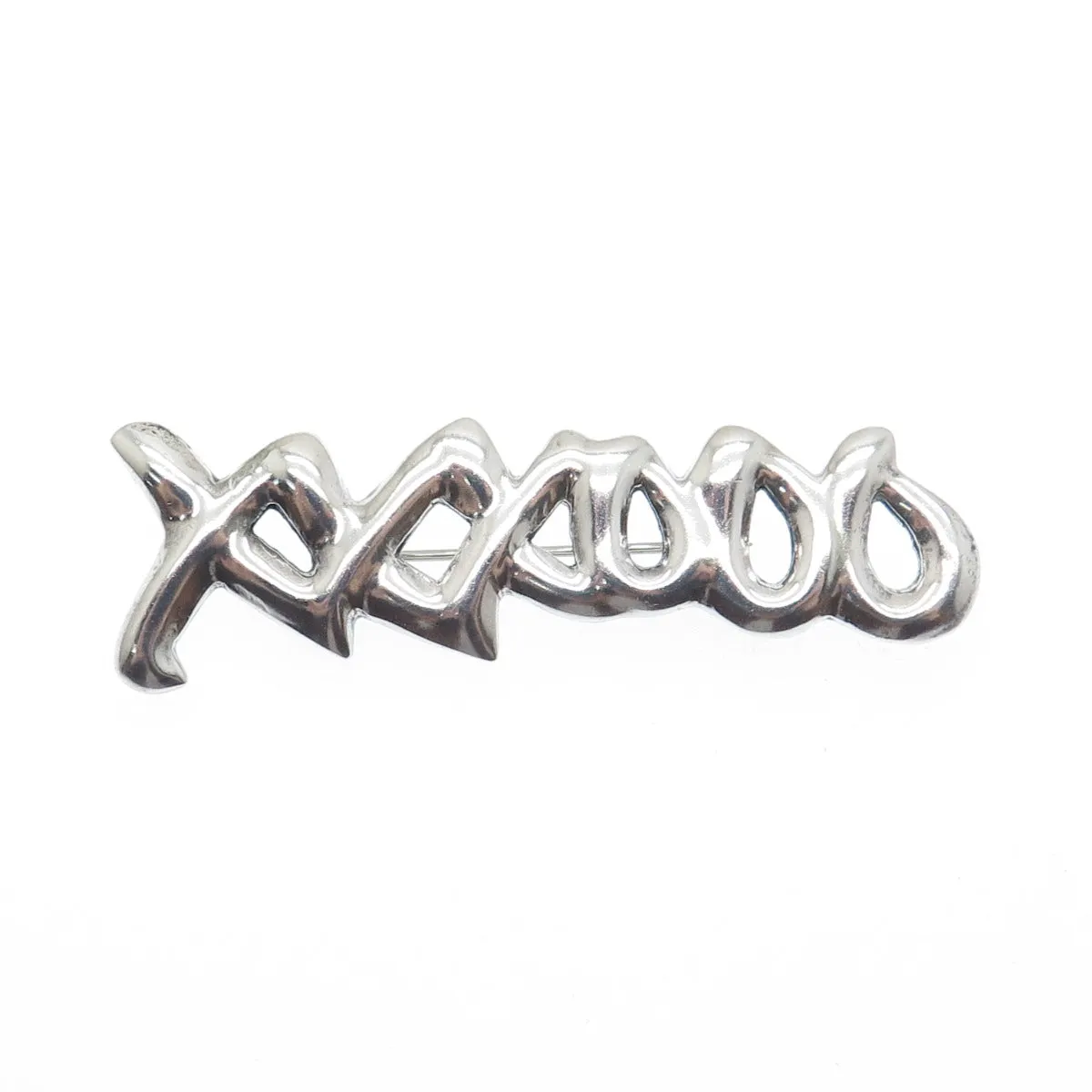 925 Sterling Silver Vintage Mexico XO Hugs & Kisses Pin Brooch