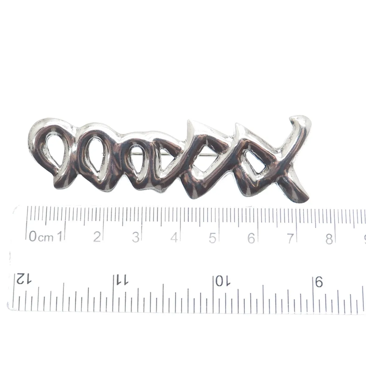 925 Sterling Silver Vintage Mexico XO Hugs & Kisses Pin Brooch