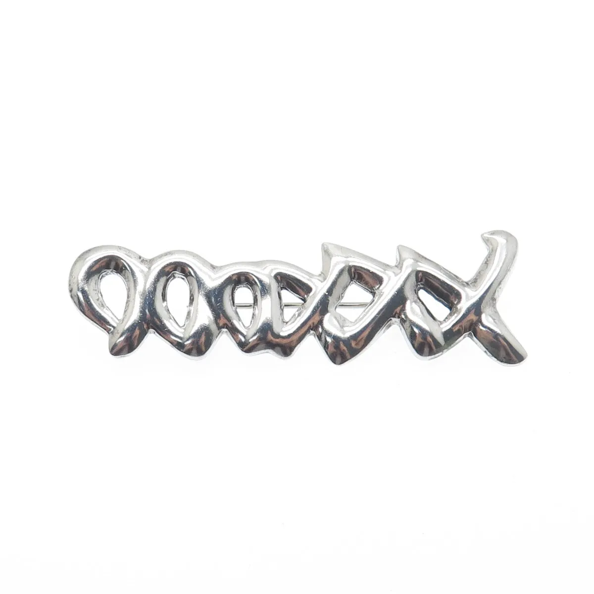 925 Sterling Silver Vintage Mexico XO Hugs & Kisses Pin Brooch