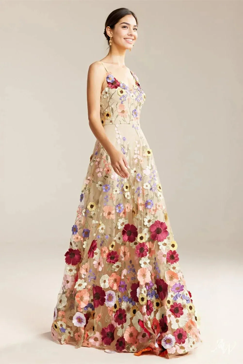 A-line Tulle V-Neck DRESS