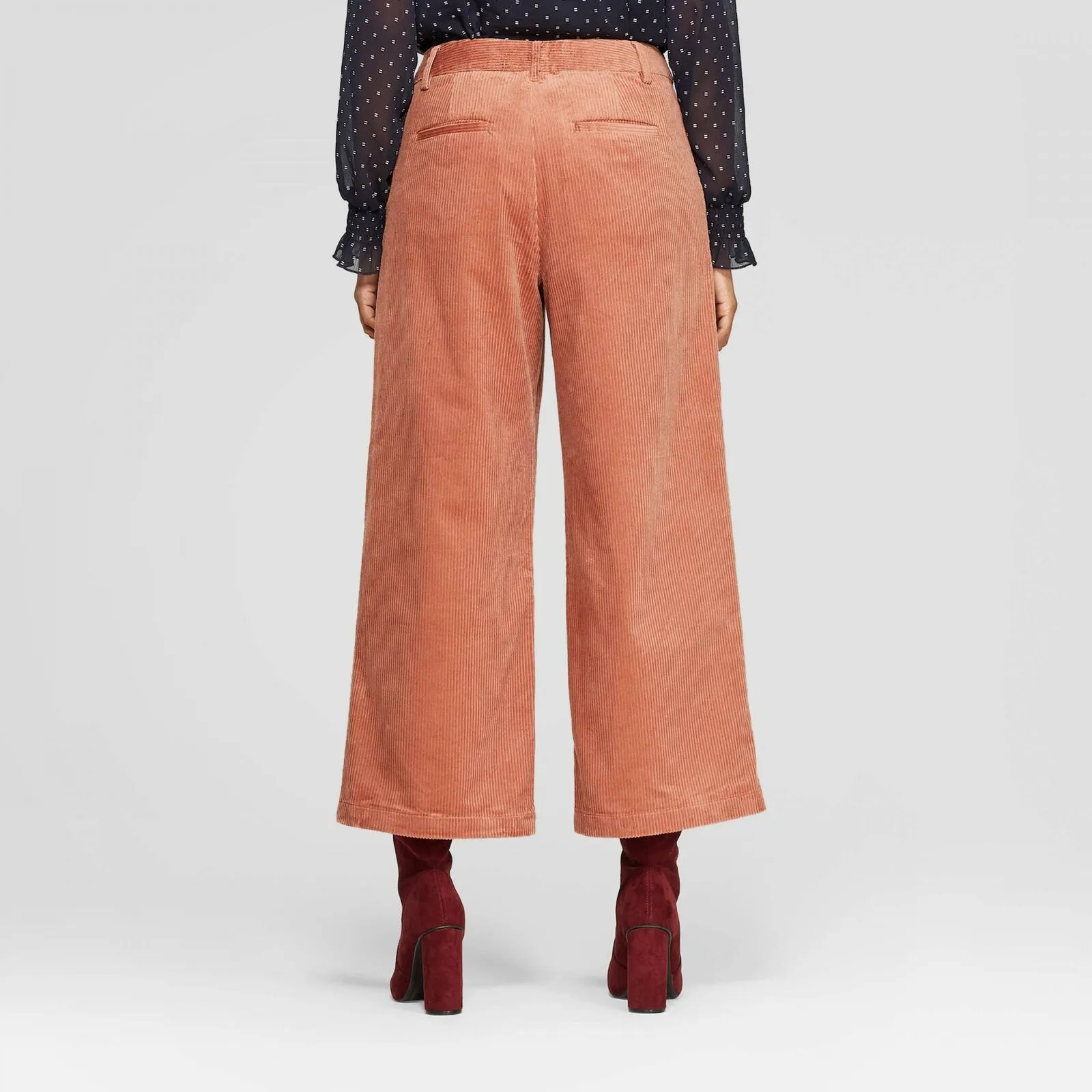 A New Day Women's High Rise Wide Leg Cropped Corduroy Pants
