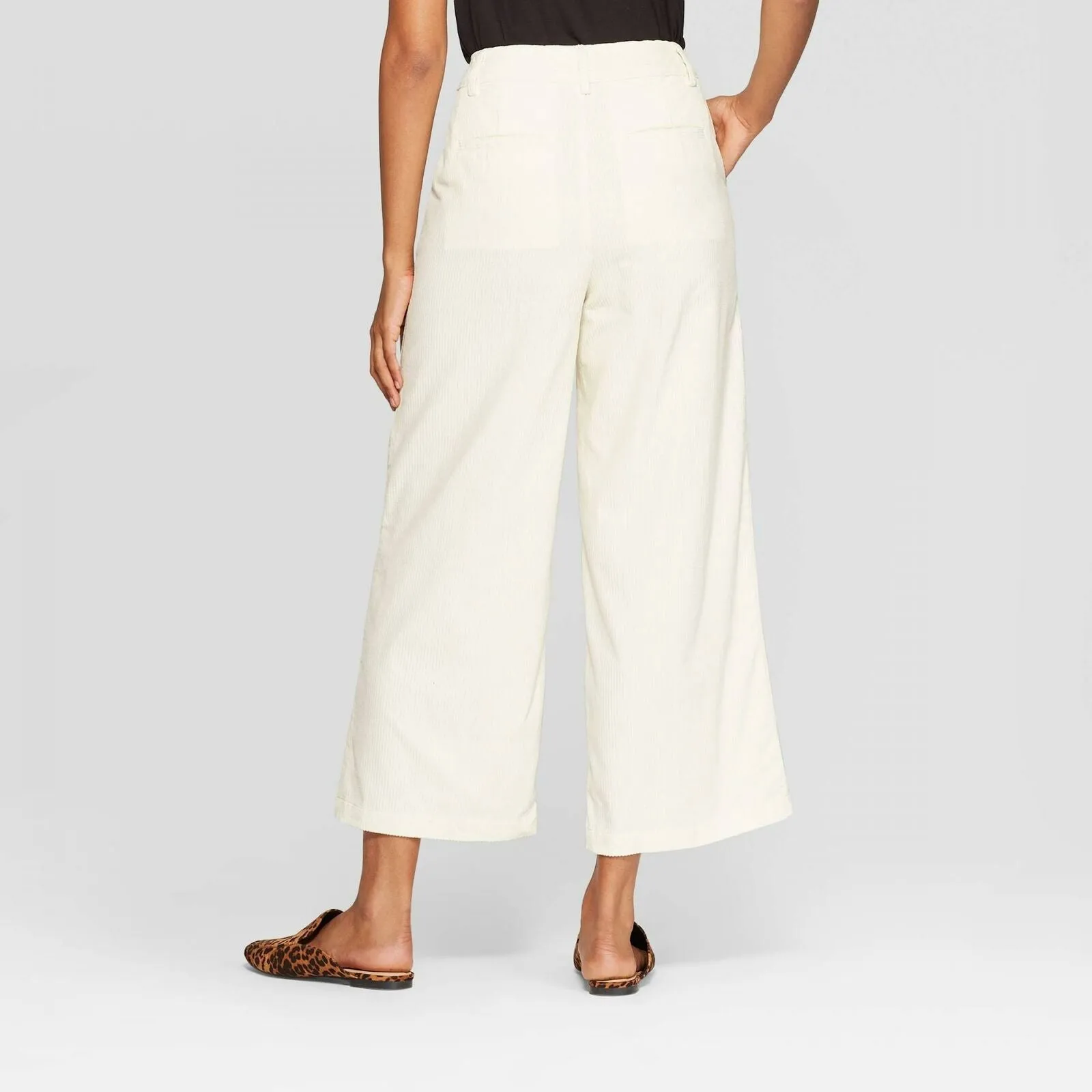 A New Day Women's High Rise Wide Leg Cropped Corduroy Pants