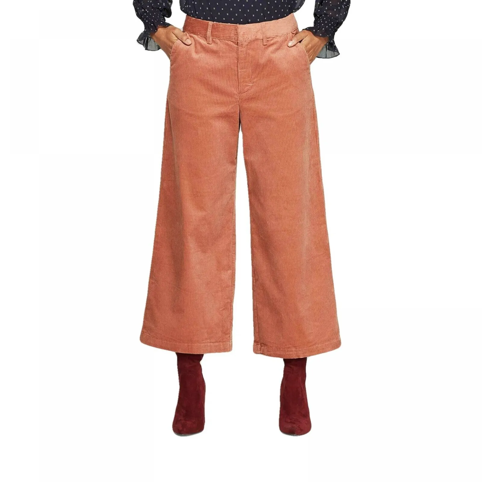 A New Day Women's High Rise Wide Leg Cropped Corduroy Pants