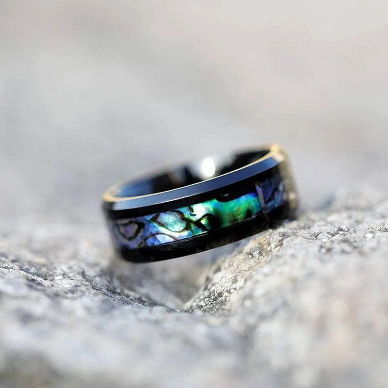 Abalone Shell Men's Titanium Wedding Band