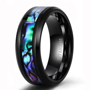 Abalone Shell Men's Titanium Wedding Band