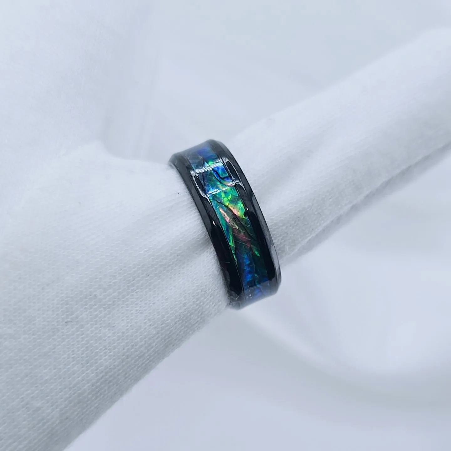 Abalone Shell Men's Titanium Wedding Band