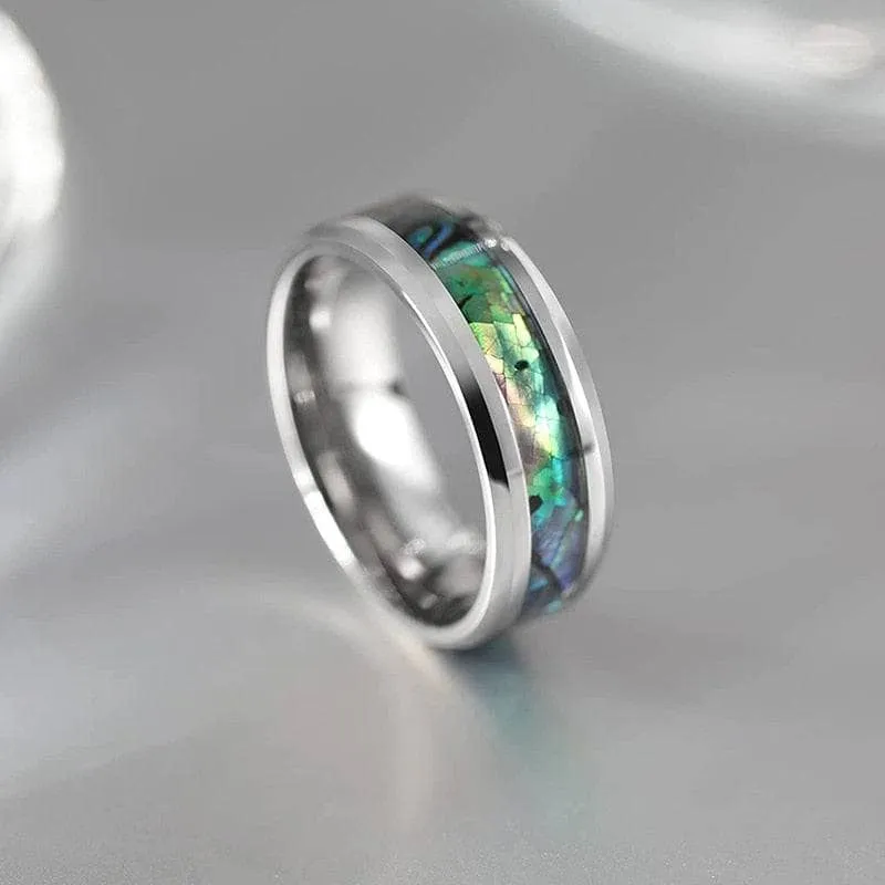 Abalone Shell Men's Titanium Wedding Band