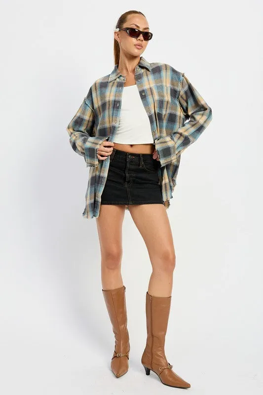 ACID WASH FLANNEL SHIRT (2 colors)