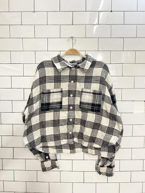 ae oversized cropped flannel shirt