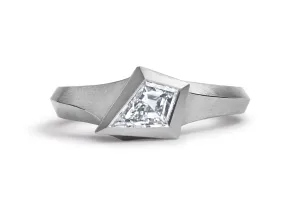 Aegis ring with kite shaped diamond