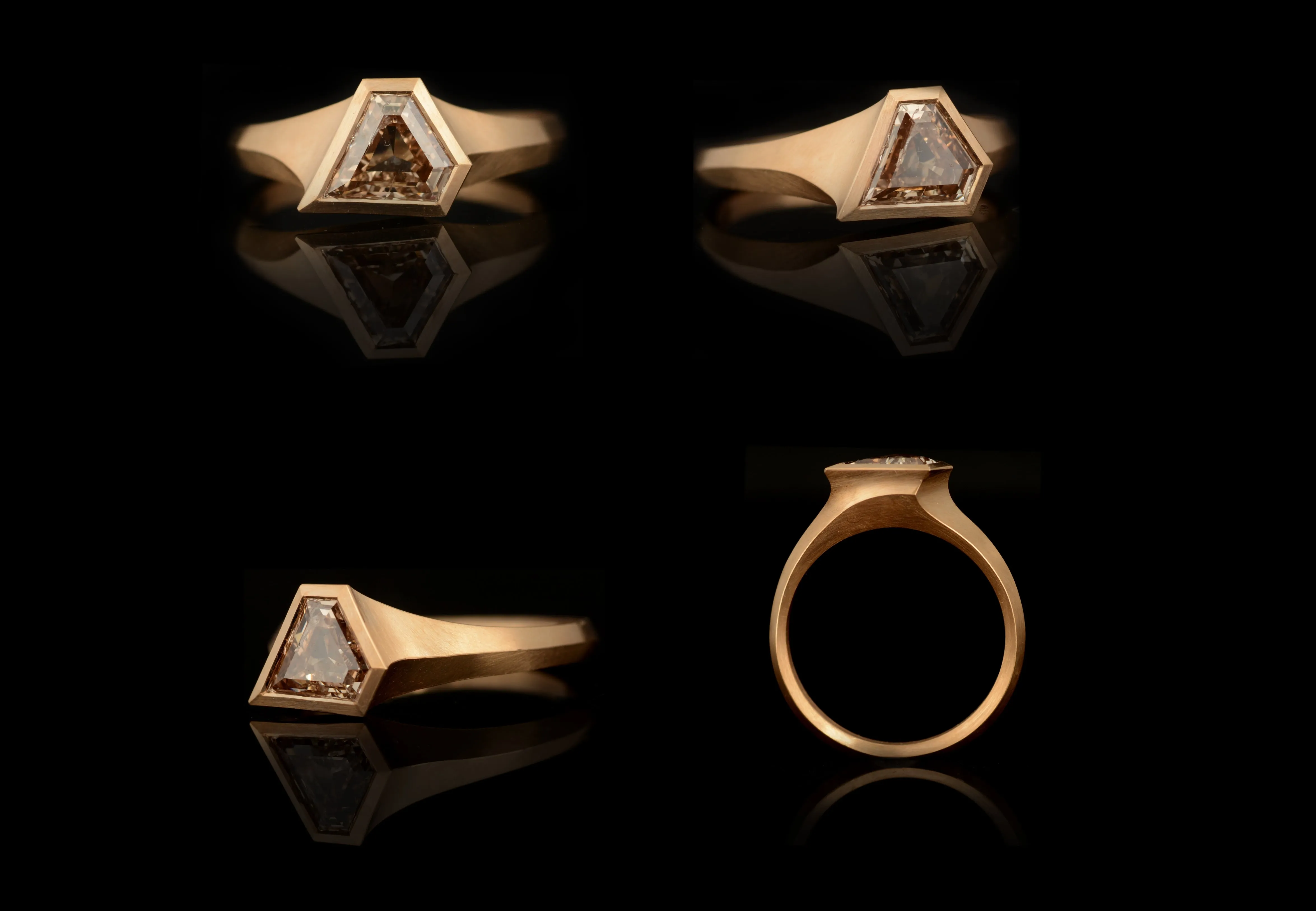 Aegis ring with Shield shaped diamond