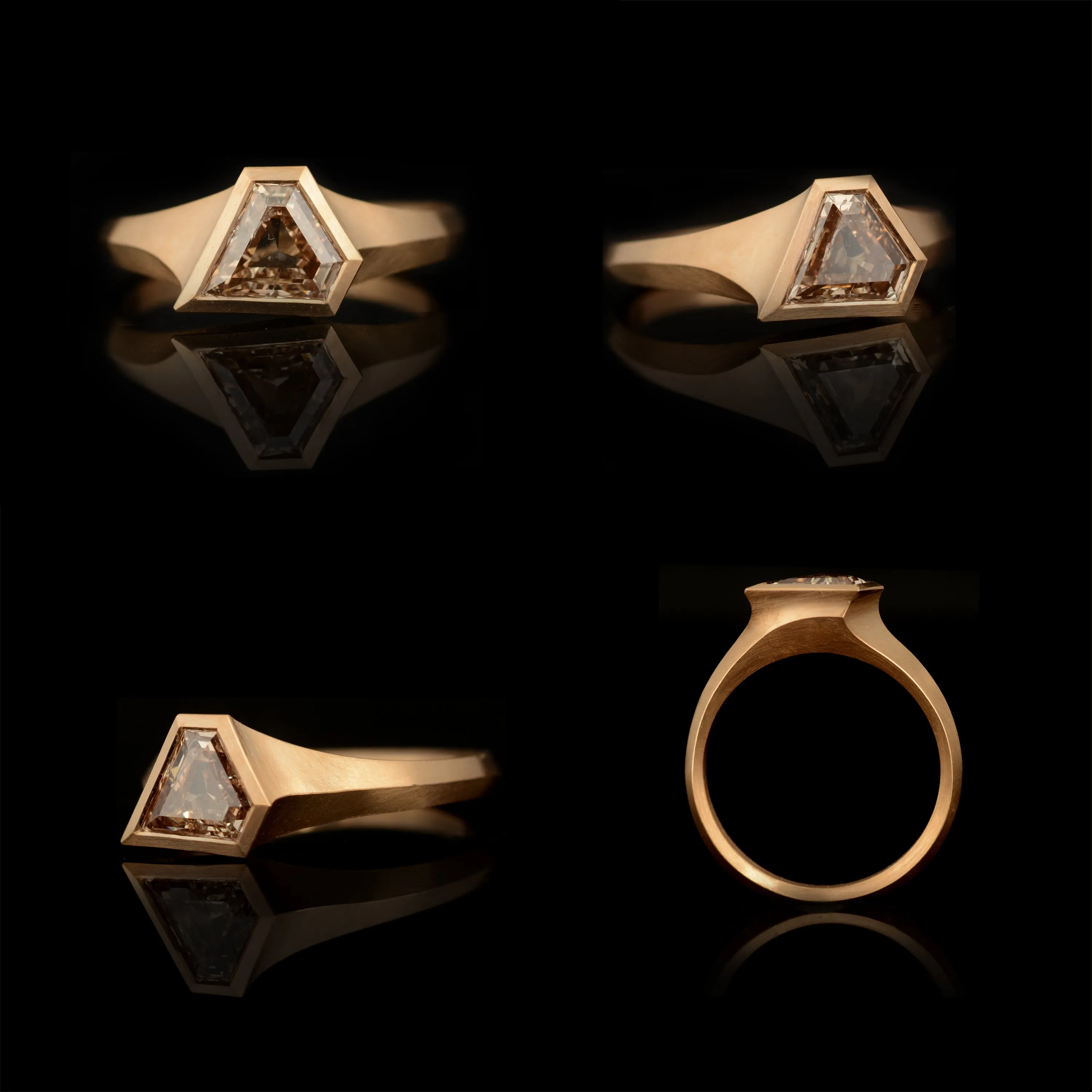Aegis ring with Shield shaped diamond