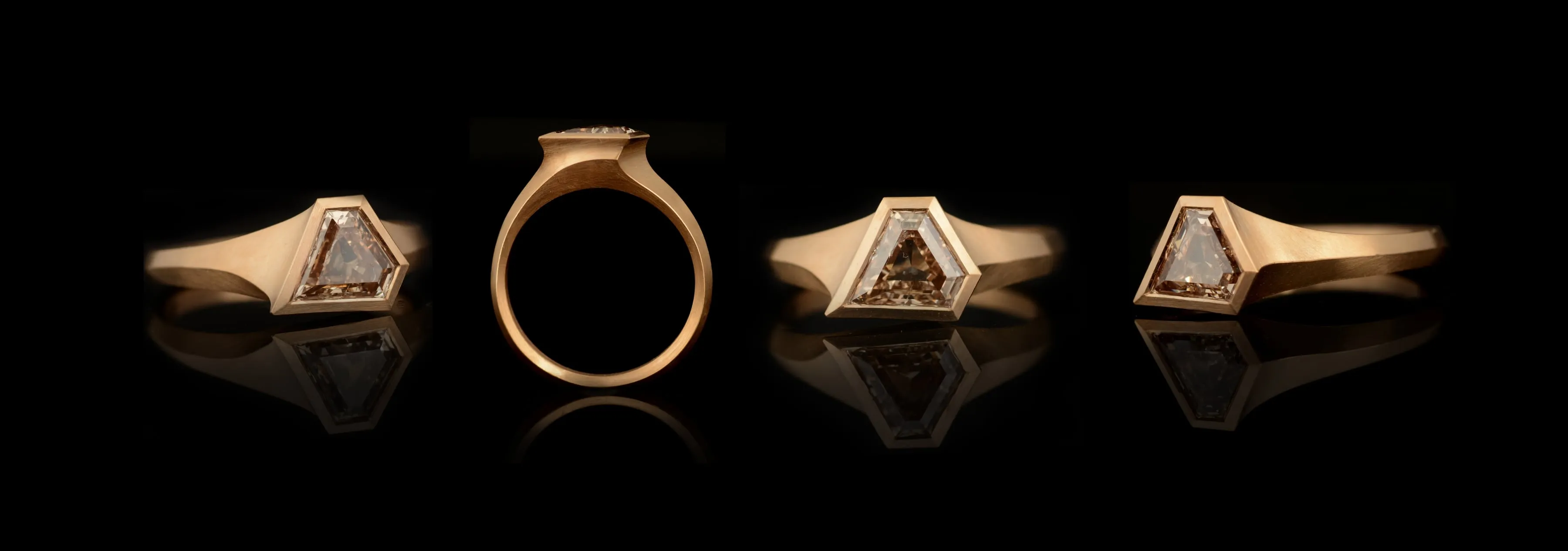 Aegis ring with Shield shaped diamond