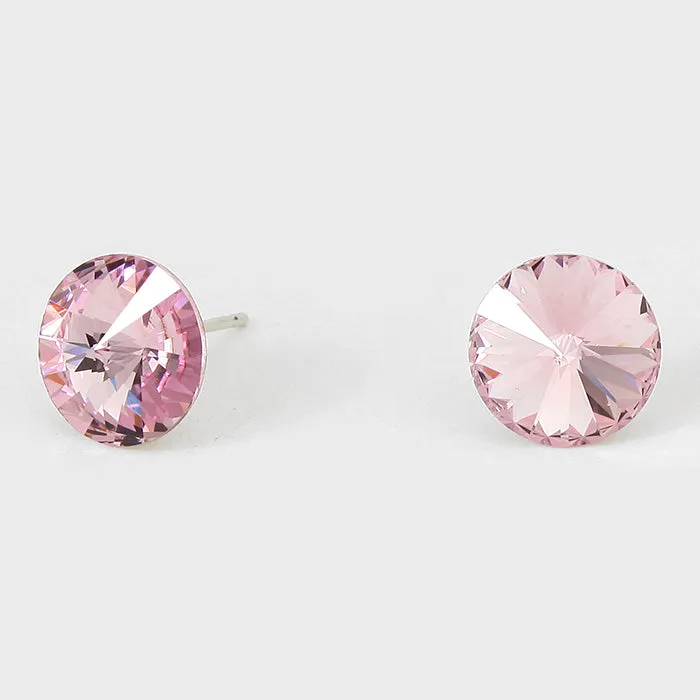 Amethyst Small Round Crystal Stud Earrings | 10mm = 0.39" | 123271