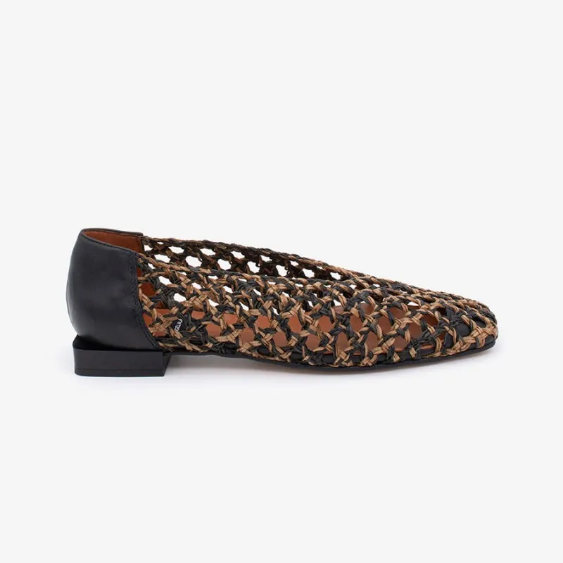 ANGEL ALACRON ANDREA SQ TOE WOVEN FLATS