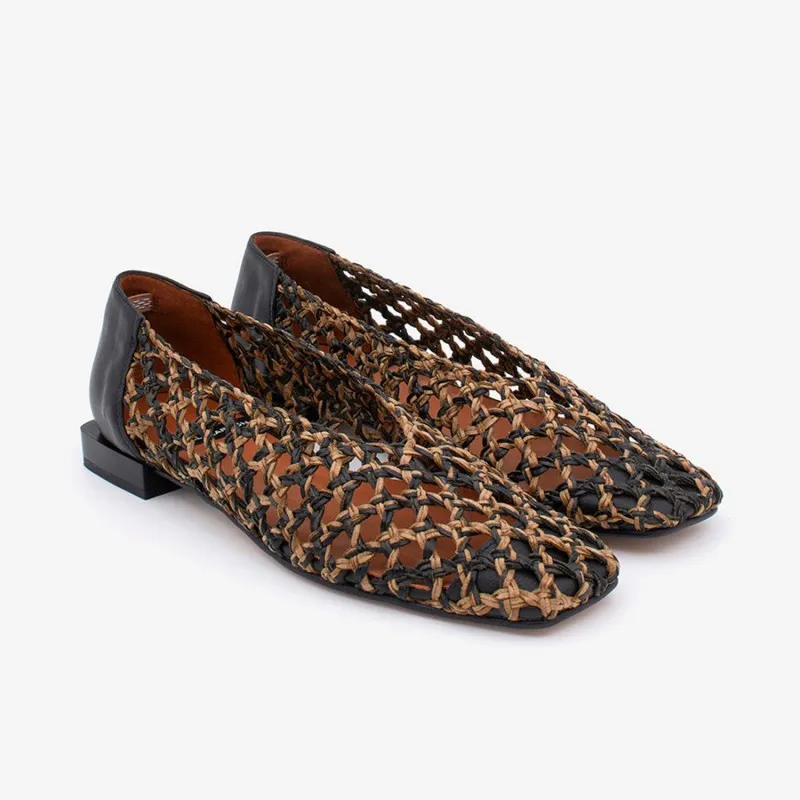 ANGEL ALACRON ANDREA SQ TOE WOVEN FLATS