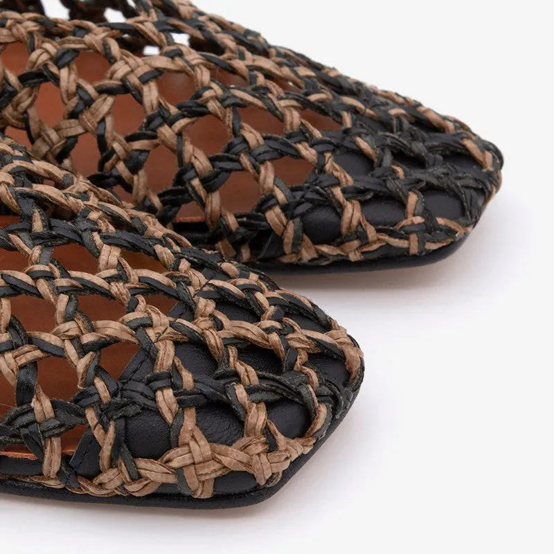 ANGEL ALACRON ANDREA SQ TOE WOVEN FLATS