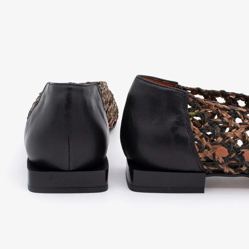 ANGEL ALACRON ANDREA SQ TOE WOVEN FLATS