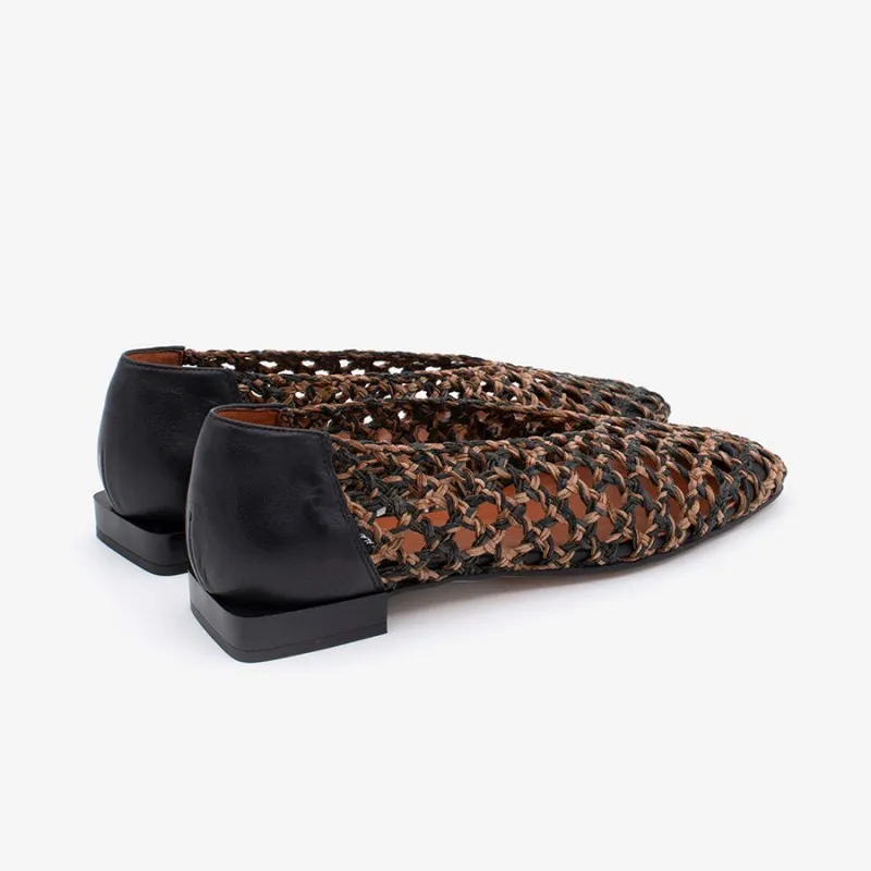 ANGEL ALACRON ANDREA SQ TOE WOVEN FLATS
