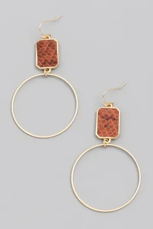 Animal Print Hoop Drop Earrings