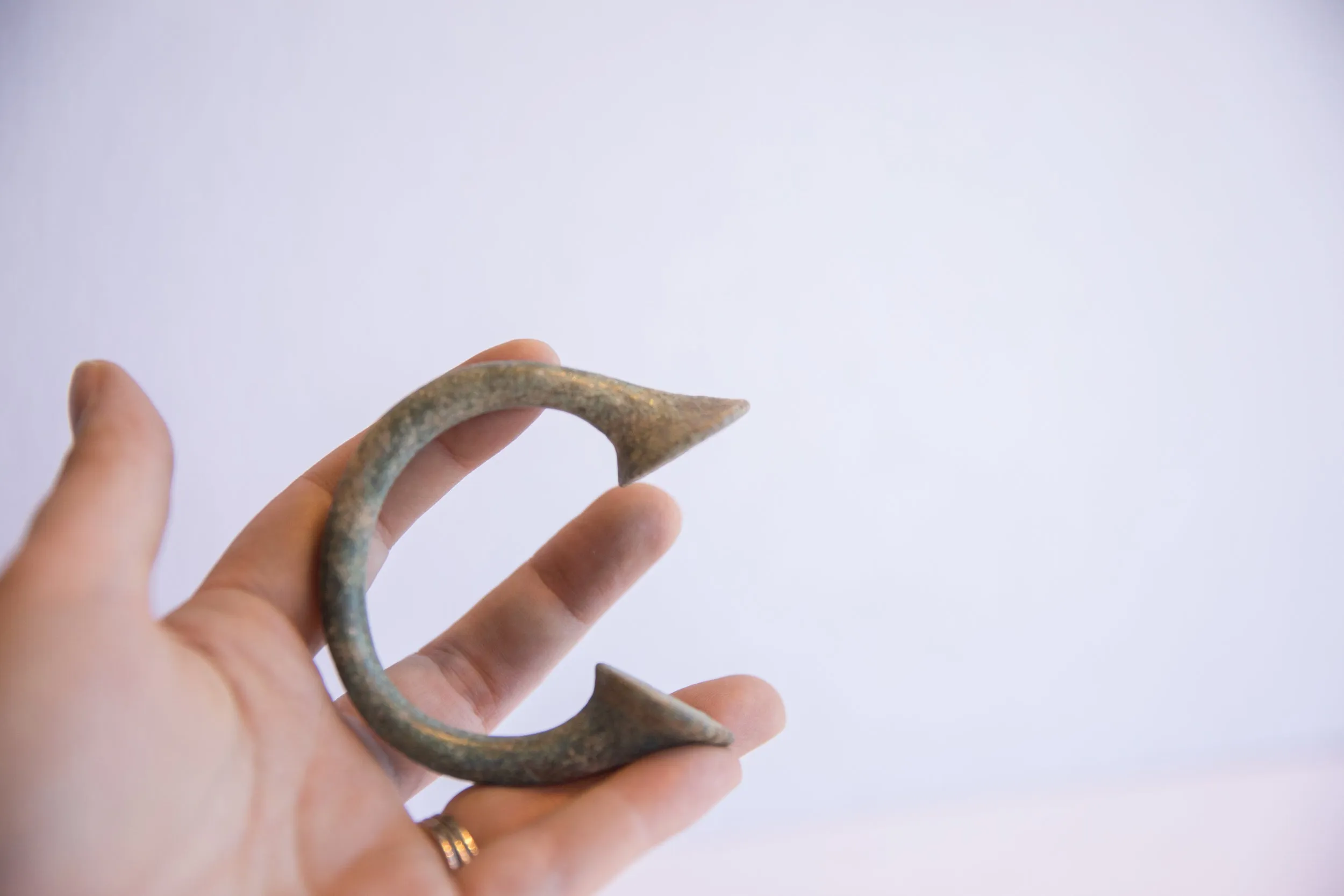 Antique African Oxidized Manilla Cuff Bracelet