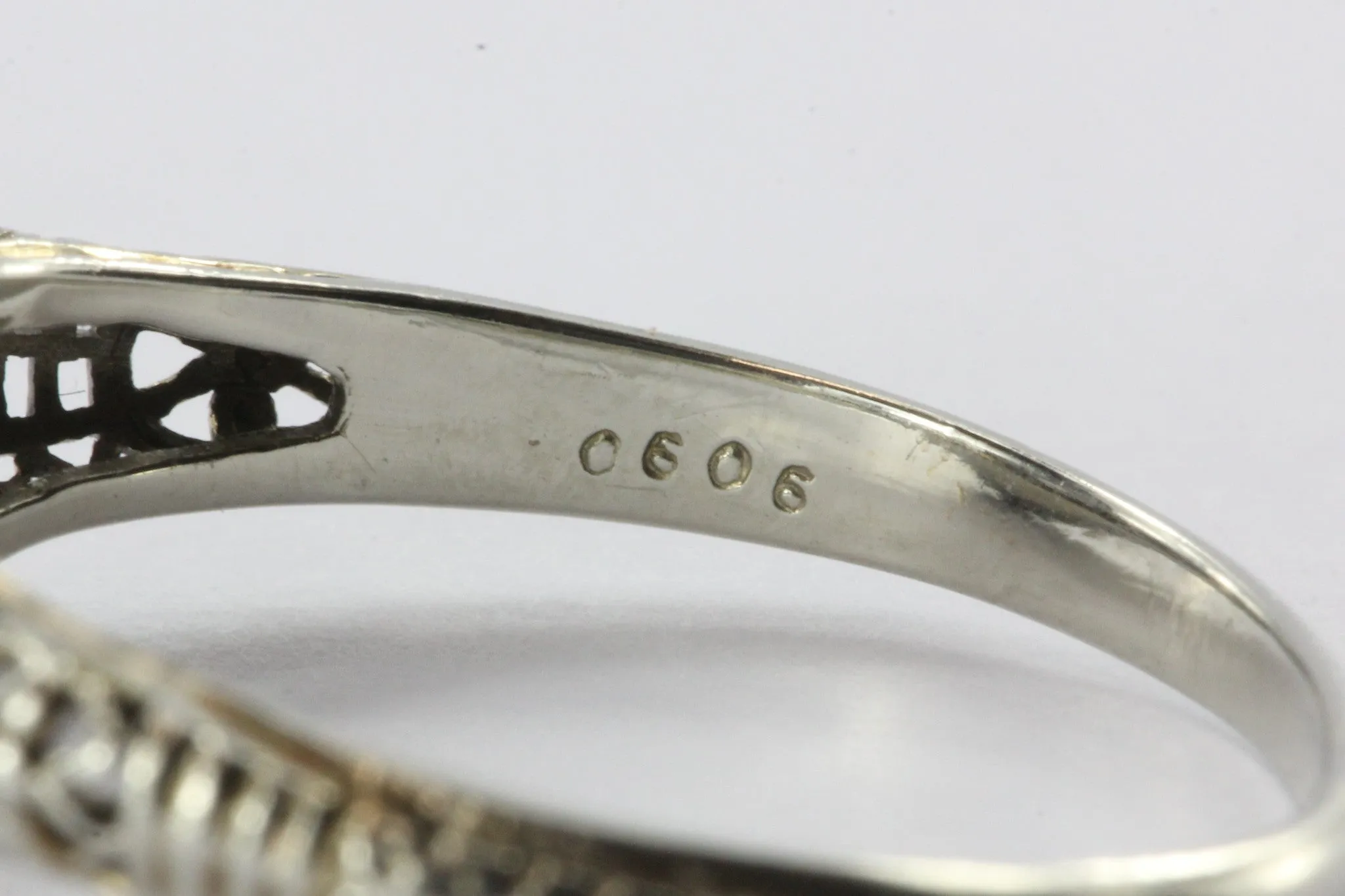 Antique Art Deco 18K White Gold Diamond Engagement Ring by Ciner Co of New York
