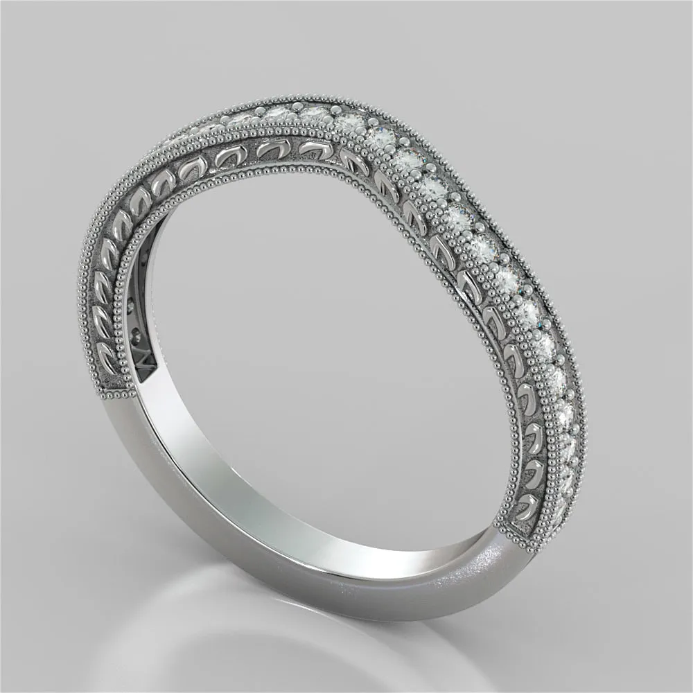 Antique Style Princess Cut Filigree Wedding Set with Accents