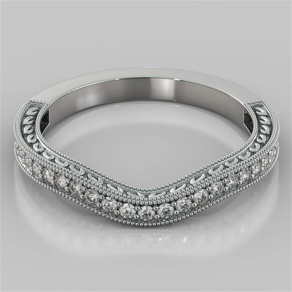 Antique Style Princess Cut Filigree Wedding Set with Accents
