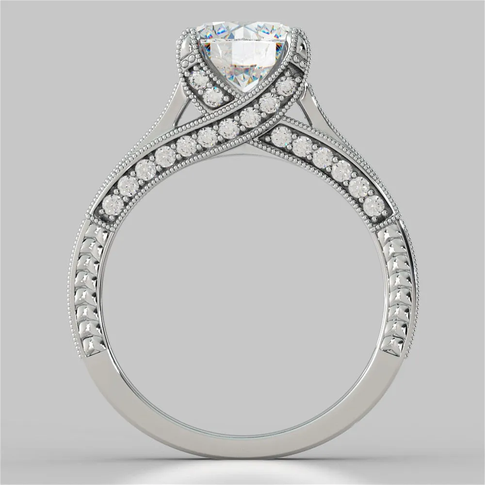 Antique Style Round Cut Wedding Set