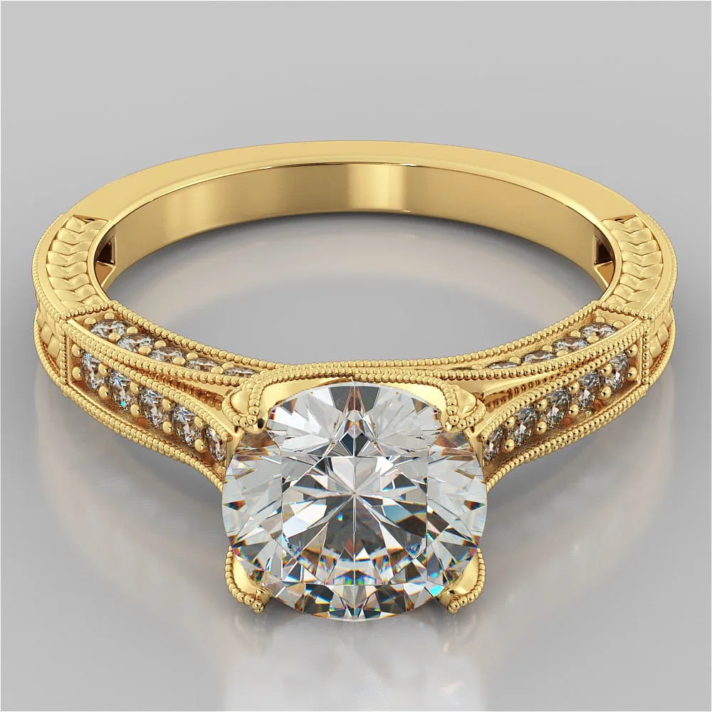Antique Style Round Cut Wedding Set
