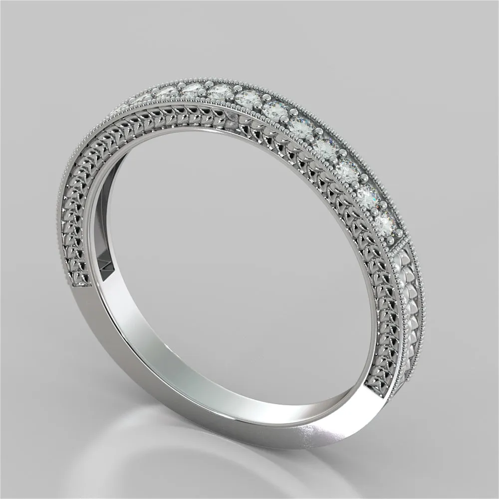 Antique Style Round Cut Wedding Set