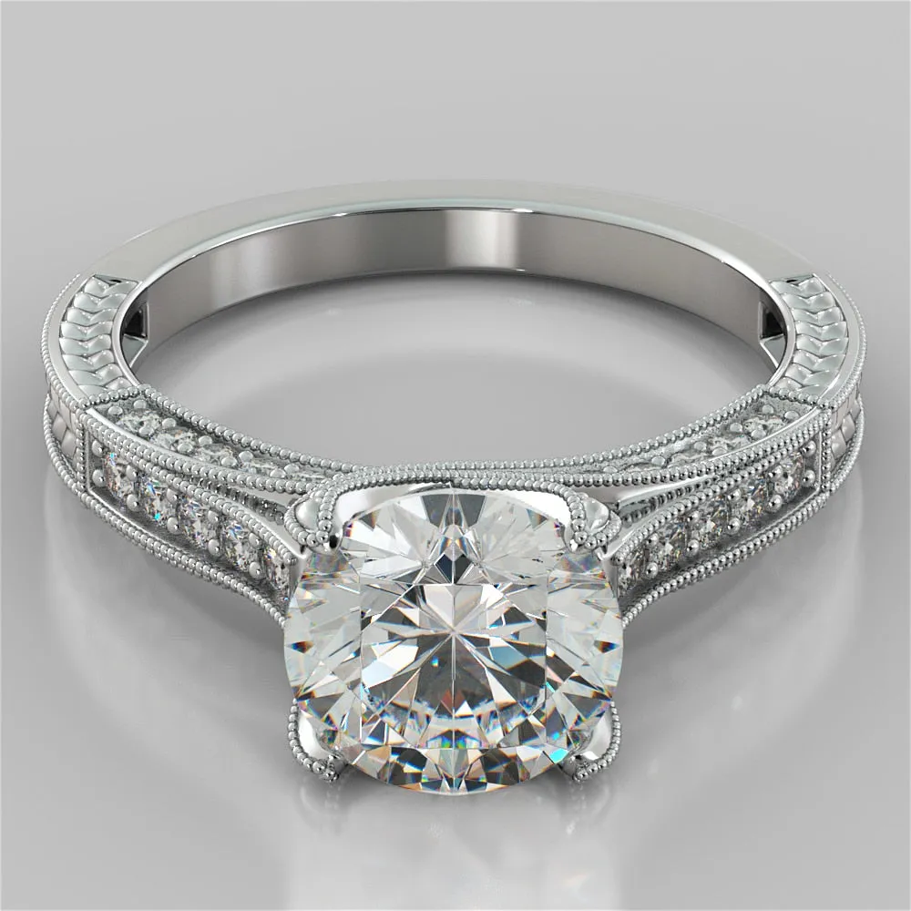 Antique Style Round Cut Wedding Set