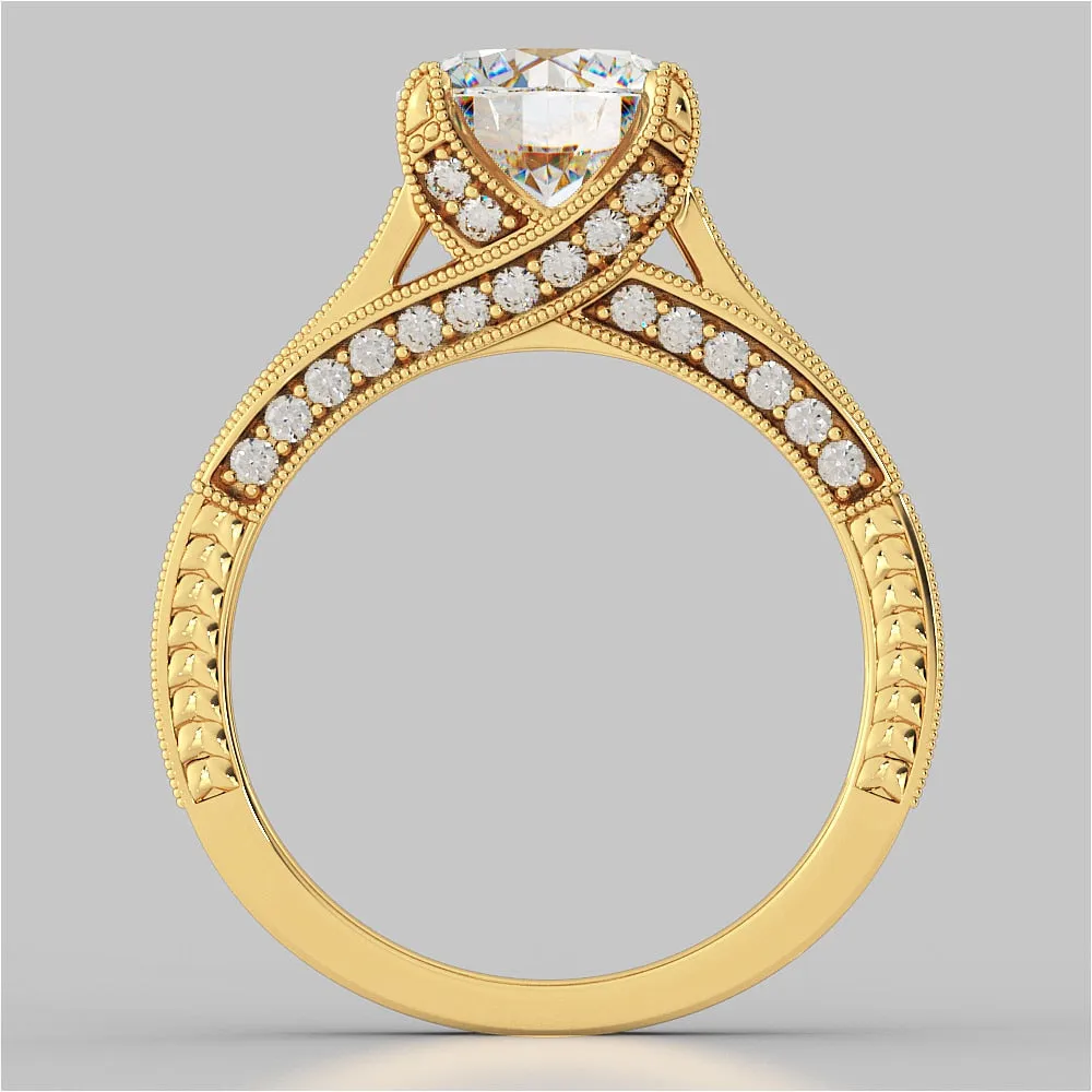 Antique Style Round Cut Wedding Set