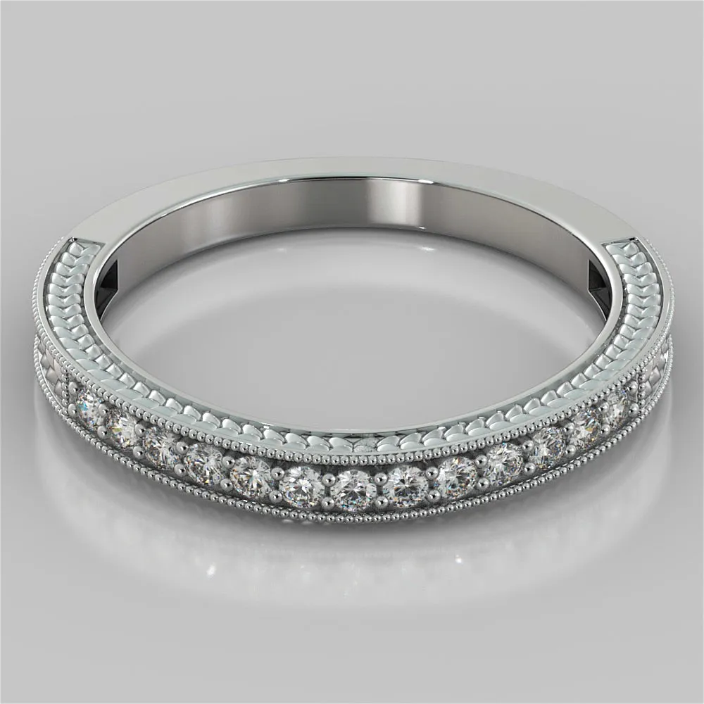 Antique Style Round Cut Wedding Set