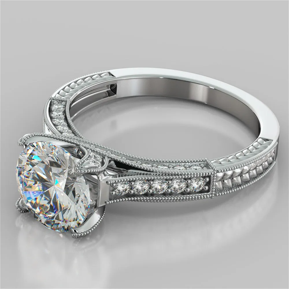 Antique Style Round Cut Wedding Set