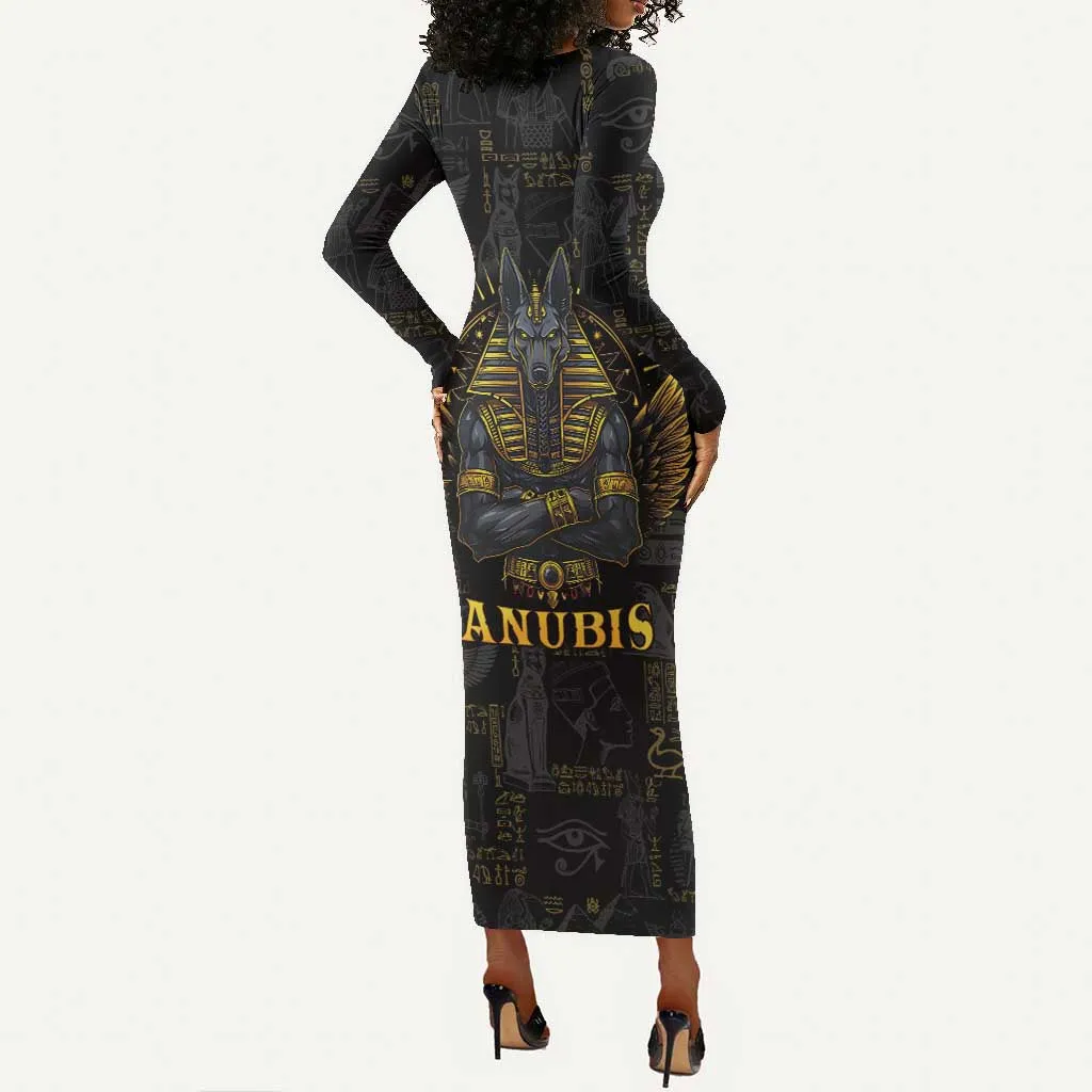 Anubis Egyptian God of Death Long Sleeve Bodycon Dress LT9