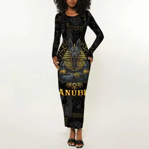 Anubis Egyptian God of Death Long Sleeve Bodycon Dress LT9