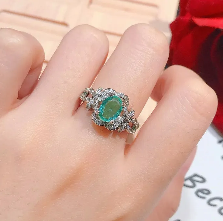 Aquamarine Ring | Aquamarine Diamond Ring | Aquamarine with Diamond Ring |  Green Diamond Ring | Blue Diamond Ring | Turquoise Ring