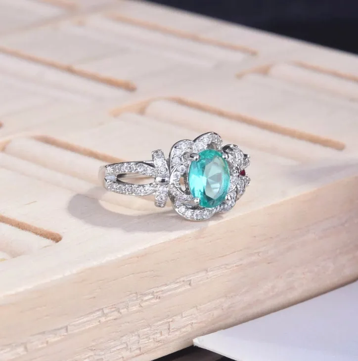 Aquamarine Ring | Aquamarine Diamond Ring | Aquamarine with Diamond Ring |  Green Diamond Ring | Blue Diamond Ring | Turquoise Ring