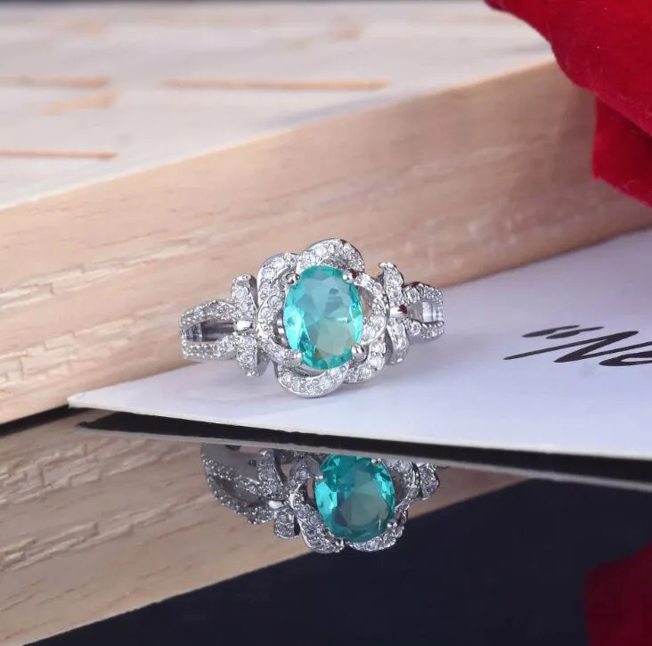 Aquamarine Ring | Aquamarine Diamond Ring | Aquamarine with Diamond Ring |  Green Diamond Ring | Blue Diamond Ring | Turquoise Ring