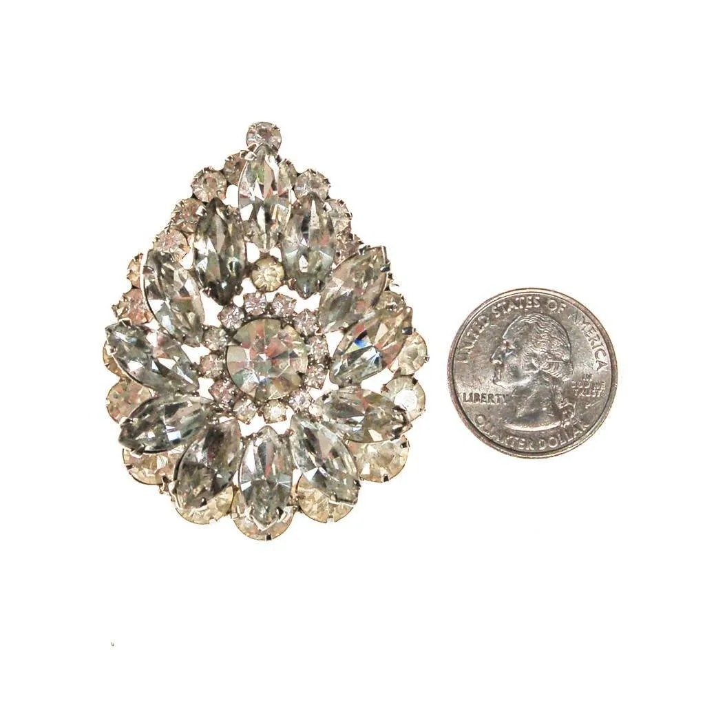 Art Deco Diamante Rhinestone Brooch, Necklace Pendant