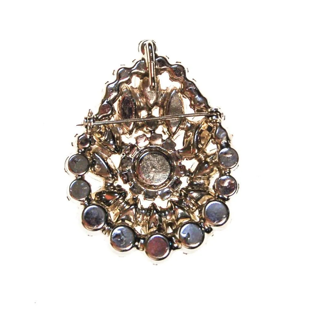 Art Deco Diamante Rhinestone Brooch, Necklace Pendant