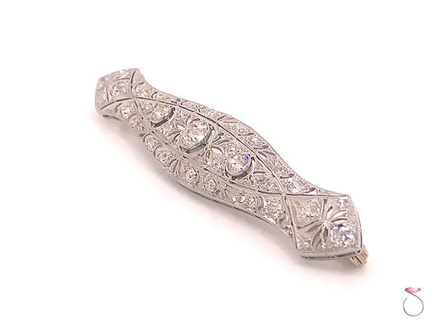 Art Deco Diamond Brooch in Platinum, 3.10 Carats